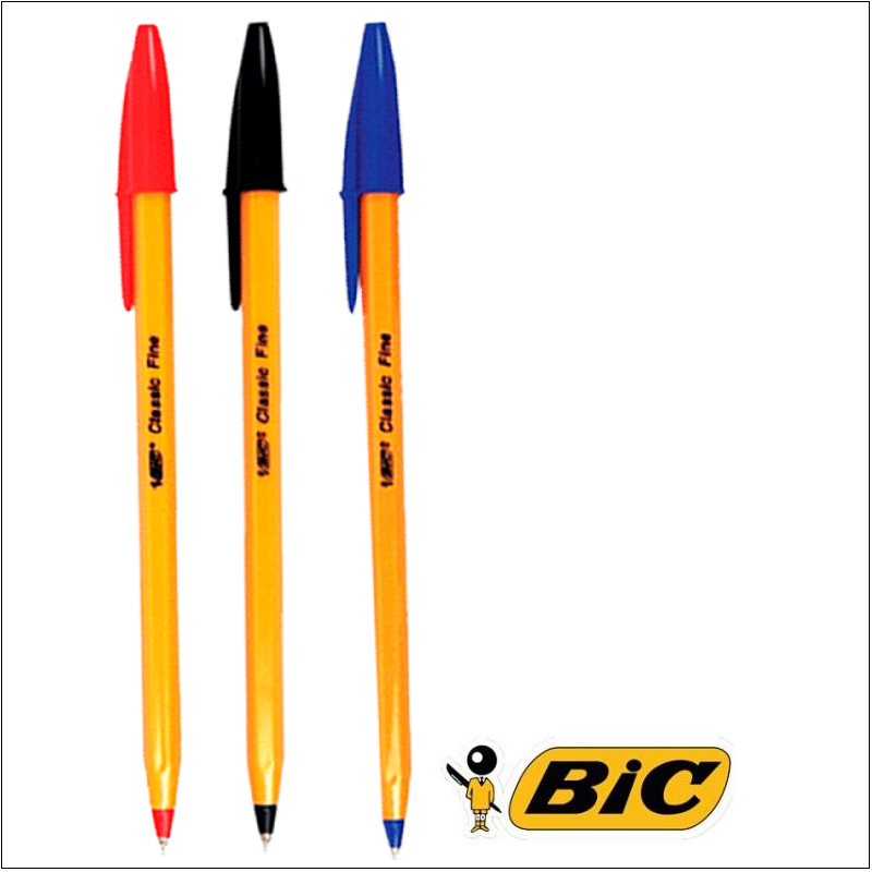 BIC® Orange Bolígrafo de punta de bola, punta fina de 0,8 mm, cuerpo naranja,  tinta negra - Bolígrafos tinta aceite con tapón Kalamazoo